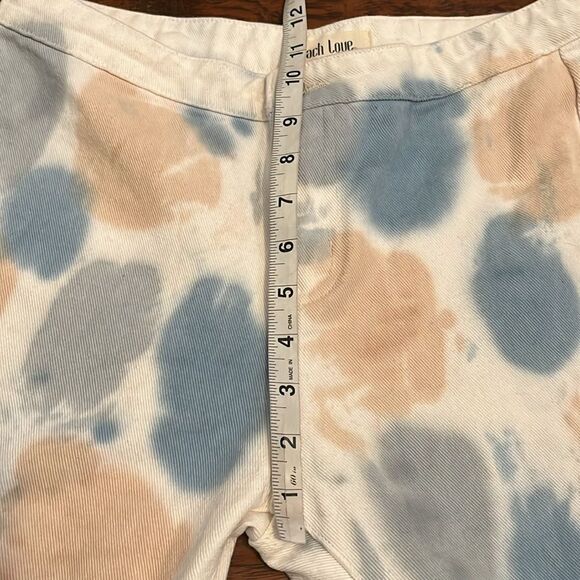 Peach Love Tie Dye Blue Tan Boho Bell Bottom 70’s Inspired Style Jeans Feminine - Picture 10 of 14